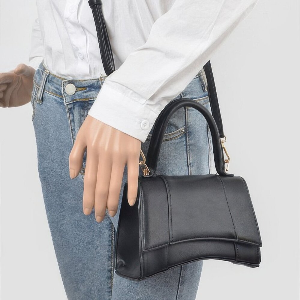 Faux Leather Top Handle Bag